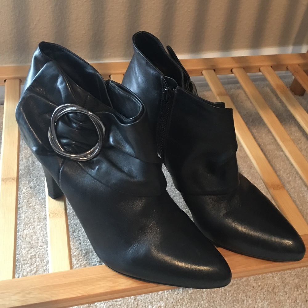 Michelle D black leather booties